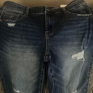 Maurices Dark Blue Distressed Capri mid-rise